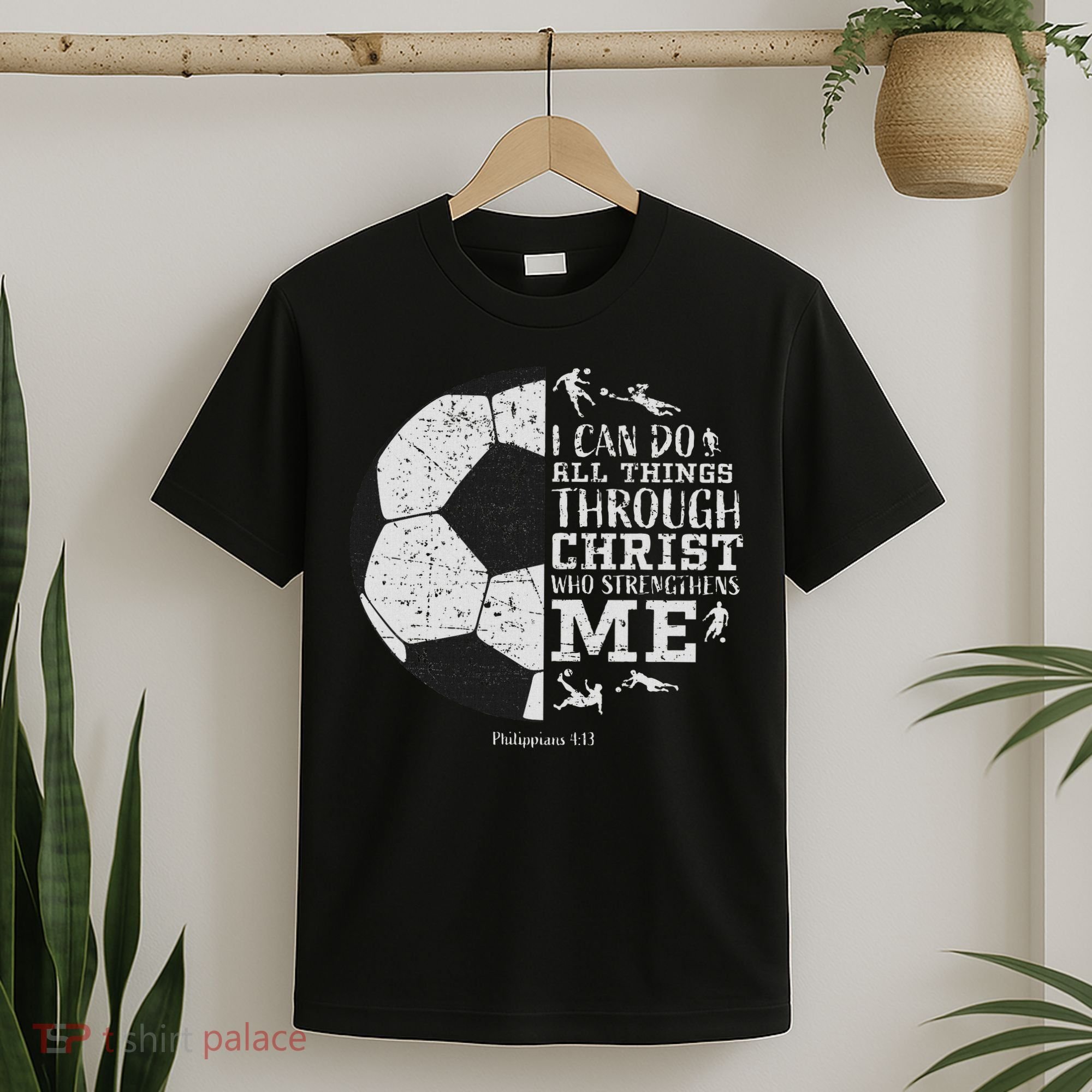 Christian Soccer Faith Bible Verse Philippians 413 T-Shirt
