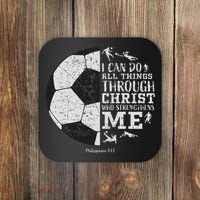 Christian Soccer Faith Bible Verse Philippians 413 Coaster thumb 0