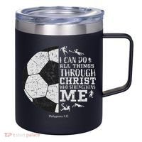 Christian Soccer Faith Bible Verse Philippians 413 12oz Stainless Steel Coffee Mug thumb 0