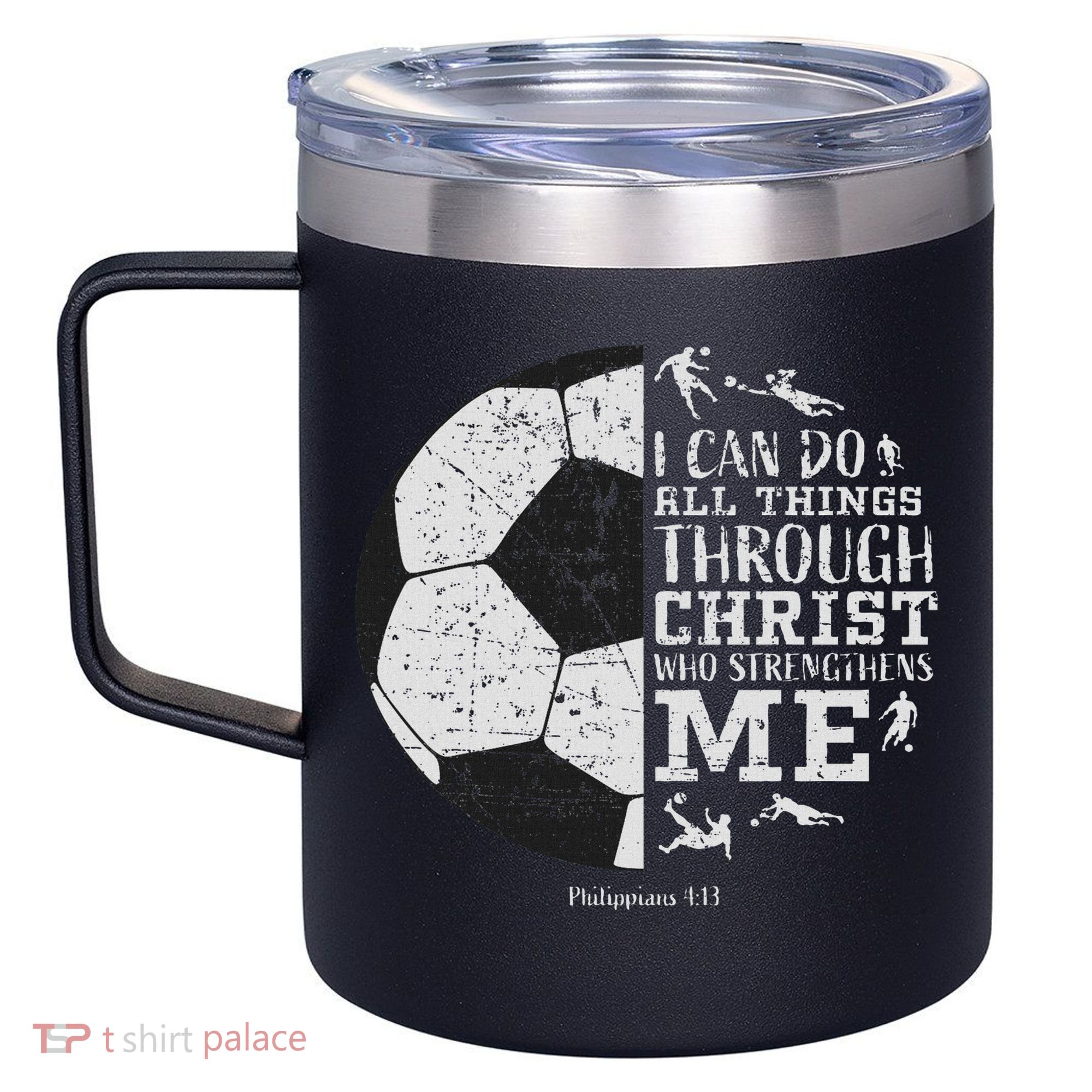 Christian Soccer Faith Bible Verse Philippians 413 12oz Stainless Steel Coffee Mug