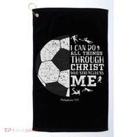 Christian Soccer Faith Bible Verse Philippians 413 Golf Towel thumb 0