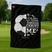 Christian Soccer Faith Bible Verse Philippians 413 Golf Towel thumb 1