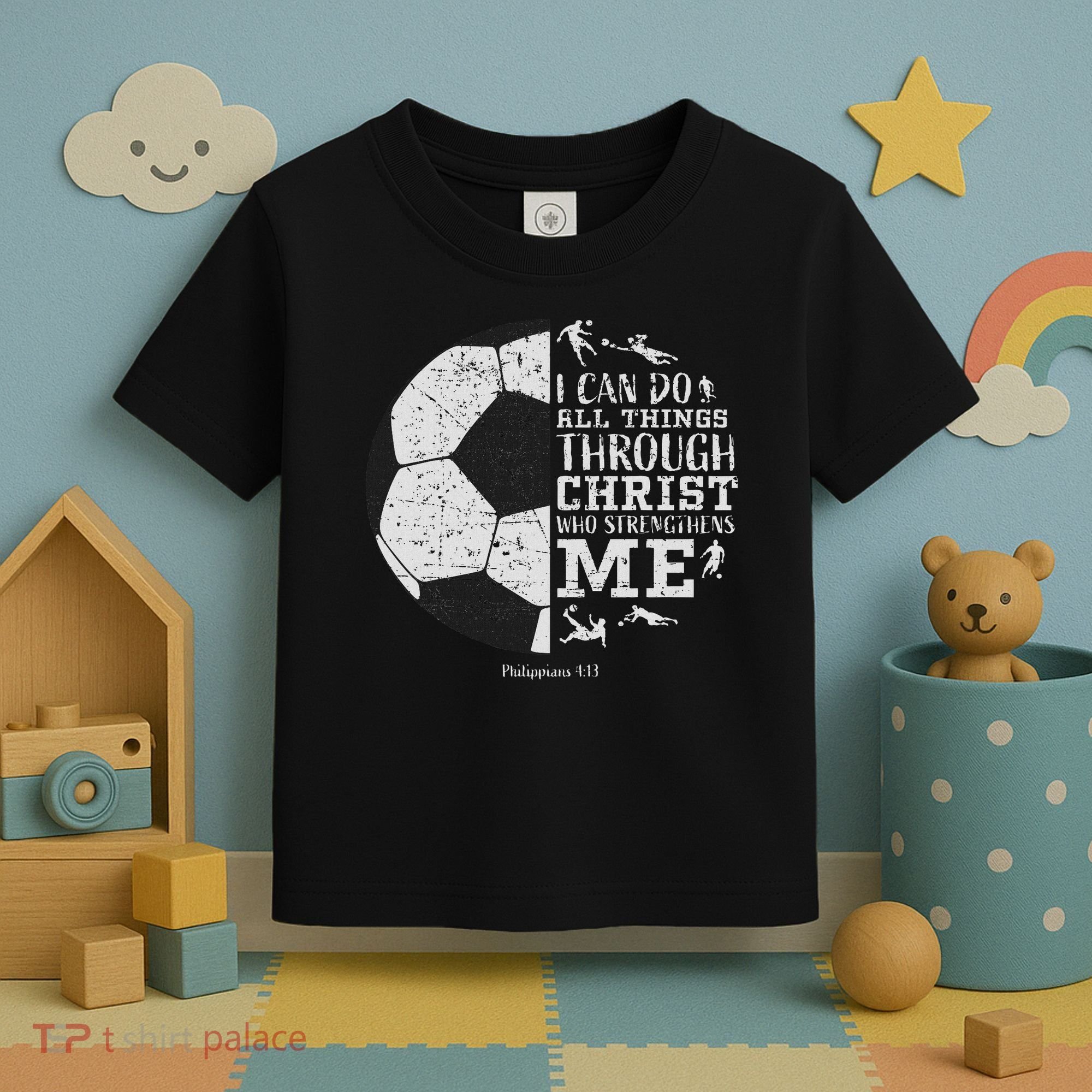 Christian Soccer Faith Bible Verse Philippians 413 Toddler T-Shirt