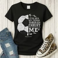 Christian Soccer Faith Bible Verse Philippians 413 Women's T-Shirt thumb 3