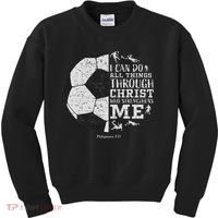 Christian Soccer Faith Bible Verse Philippians 413 Kids Sweatshirt thumb 0