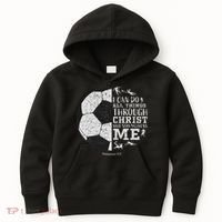 Christian Soccer Faith Bible Verse Philippians 413 Kids Hoodie thumb 0