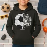 Christian Soccer Faith Bible Verse Philippians 413 Kids Hoodie thumb 2