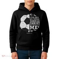 Christian Soccer Faith Bible Verse Philippians 413 Kids Hoodie thumb 4