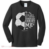 Christian Soccer Faith Bible Verse Philippians 413 Kids Long Sleeve Shirt thumb 0