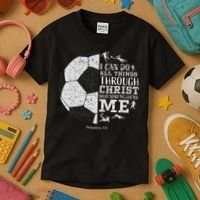 Christian Soccer Faith Bible Verse Philippians 413 Kids T-Shirt thumb 3