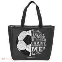 Christian Soccer Faith Bible Verse Philippians 413 Tote Bag thumb 0