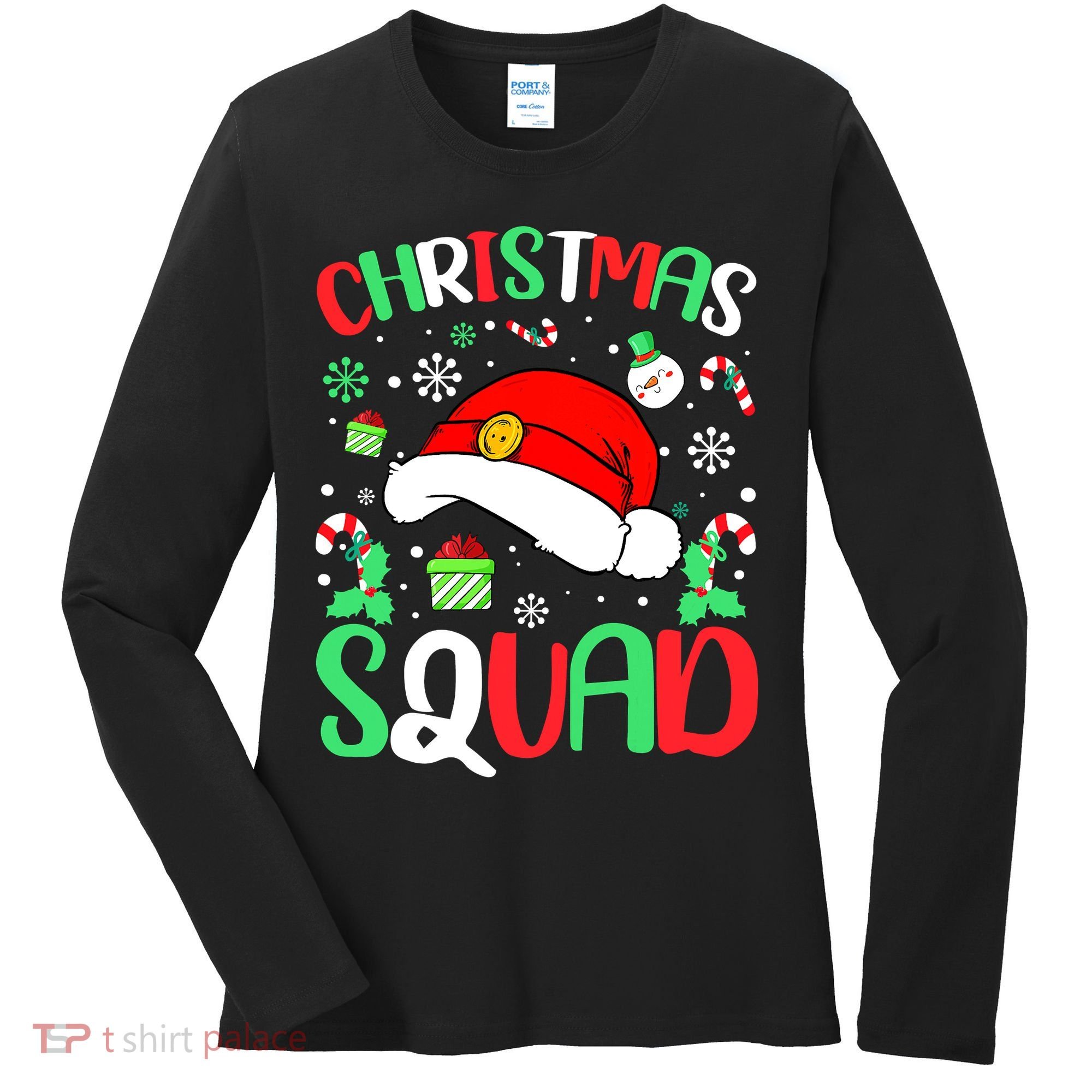 Christmas Squad Family Group Matching Christmas Pajama Party Women's Long Sleeve Shirt