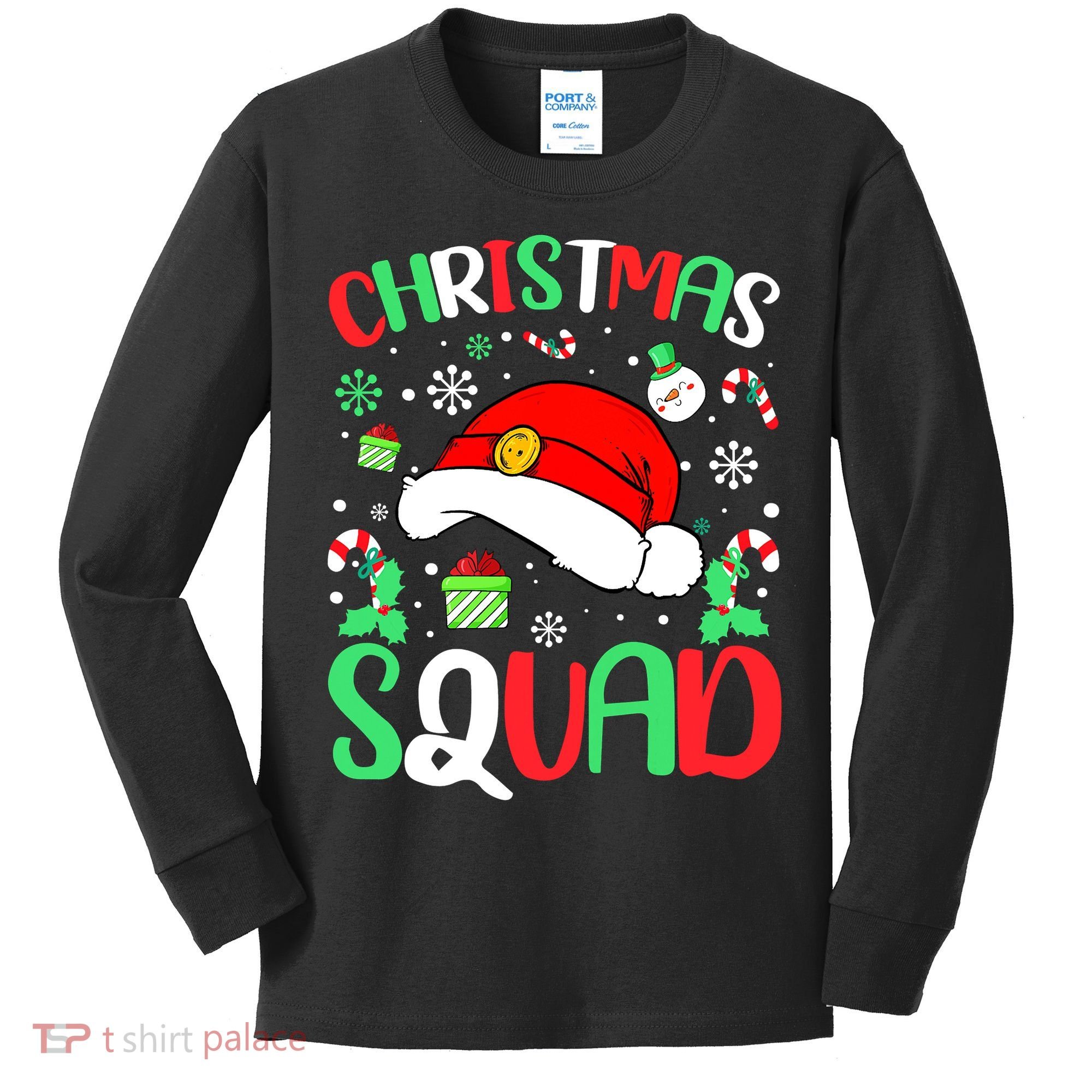 Christmas Squad Family Group Matching Christmas Pajama Party Kids Long Sleeve Shirt