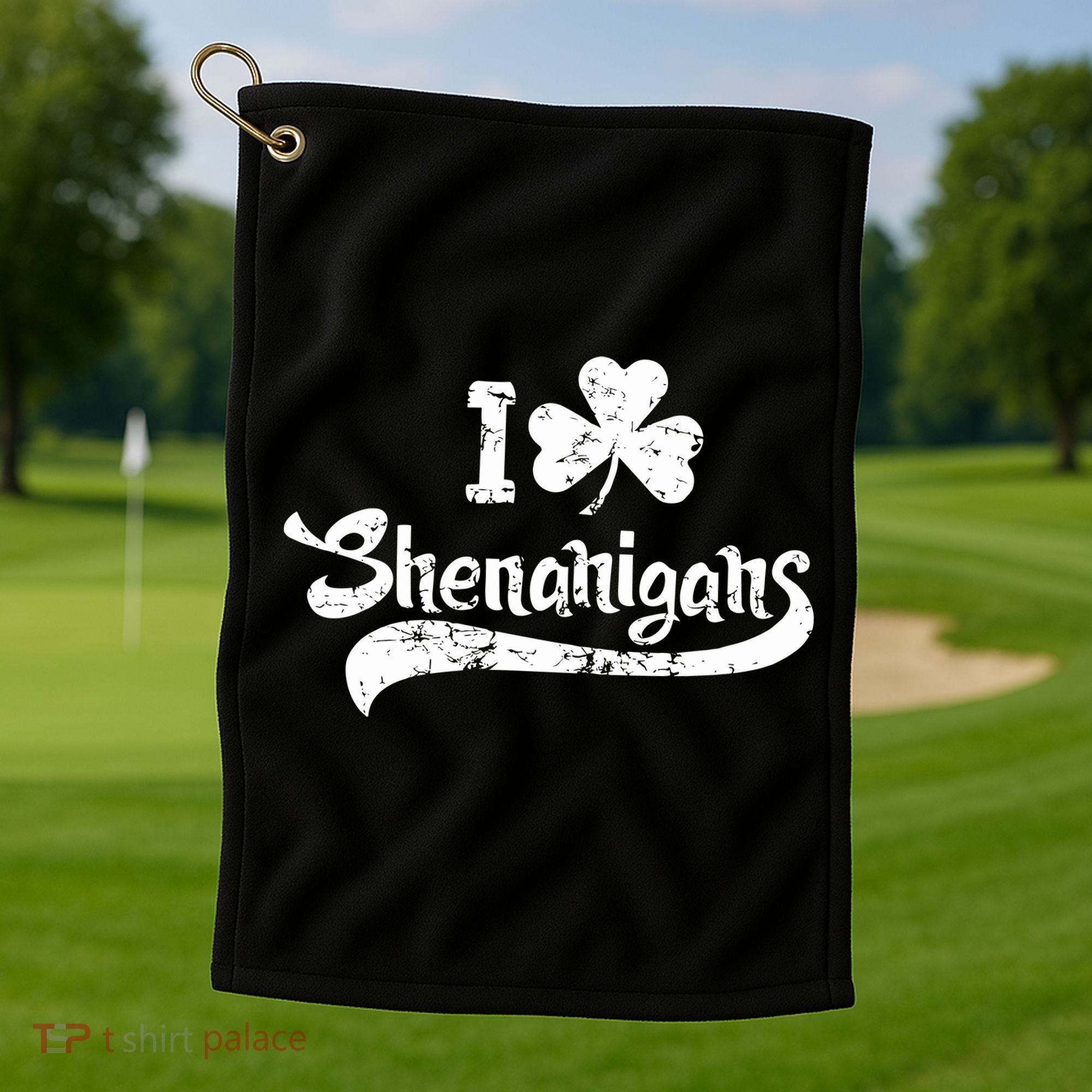 Clover Shenanigans Funny Irish Clover St Saint Patricks Day Golf Towel