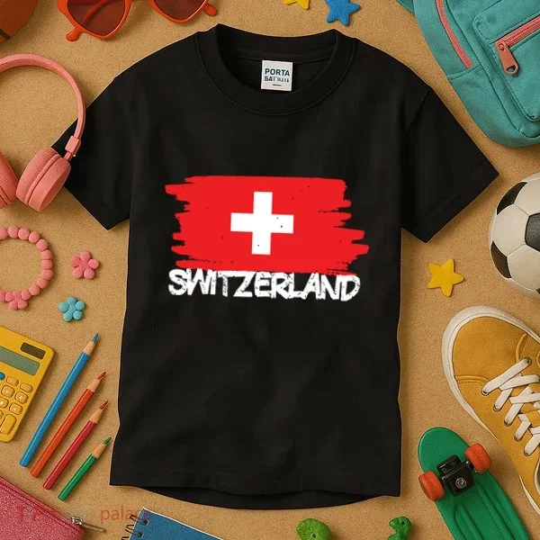 Cool Switzerland Flag Kids T-Shirt