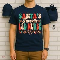 Christmas Santas Favorite L&D Nurse Labor Delivery Nurse T-Shirt thumb 6