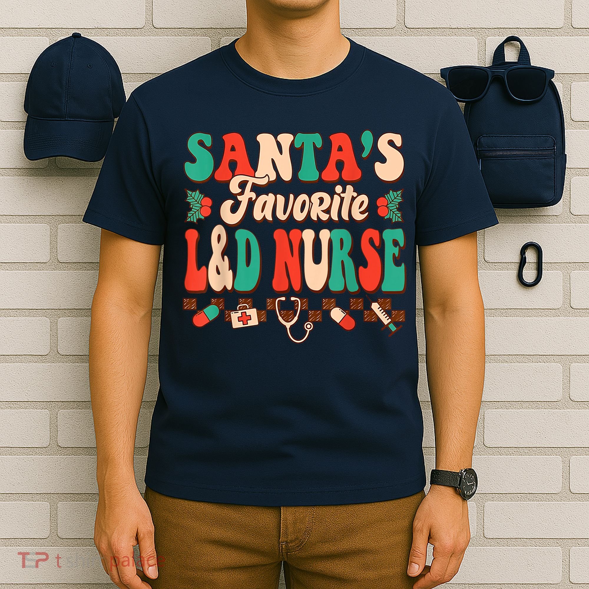 Christmas Santas Favorite L&D Nurse Labor Delivery Nurse T-Shirt