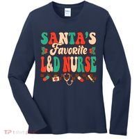 Christmas Santas Favorite L&D Nurse Labor Delivery Nurse Women's Long Sleeve Shirt thumb 0