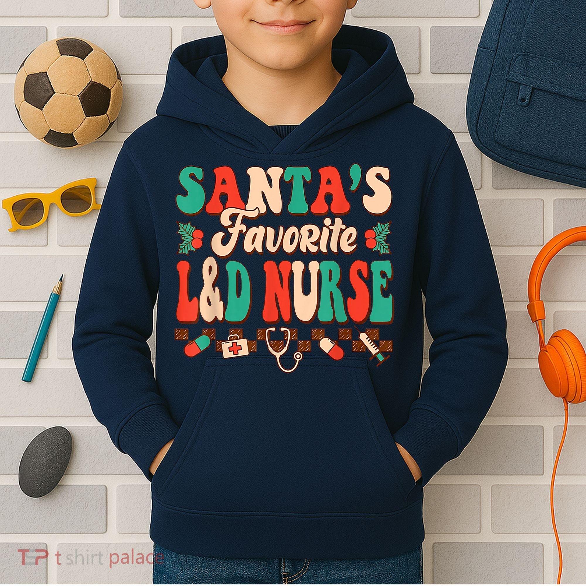 Christmas Santas Favorite L&D Nurse Labor Delivery Nurse Kids Hoodie