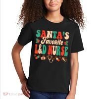 Christmas Santas Favorite L&D Nurse Labor Delivery Nurse Kids T-Shirt thumb 2