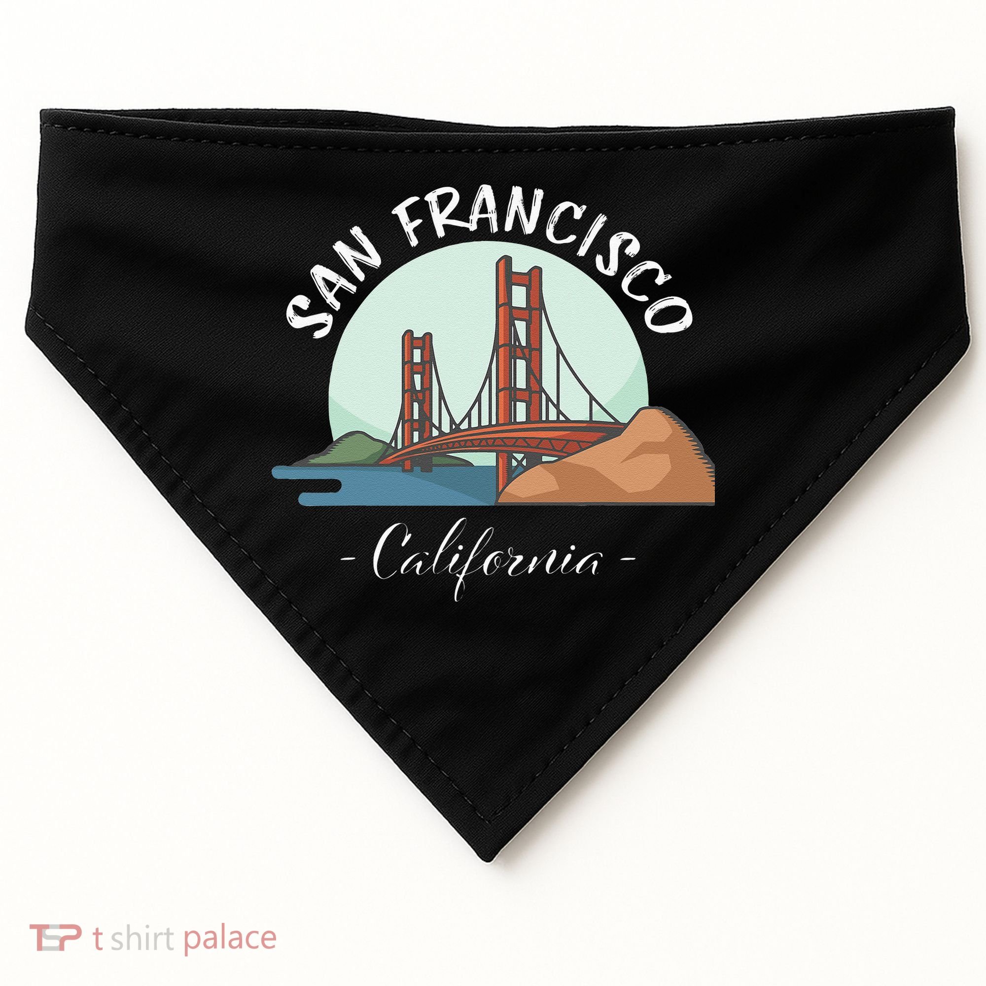 California San Francisco Gift Golden Gate Bridge Souvenir USA-Made Doggie Bandana