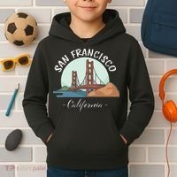 California San Francisco Gift Golden Gate Bridge Souvenir Kids Hoodie thumb 2