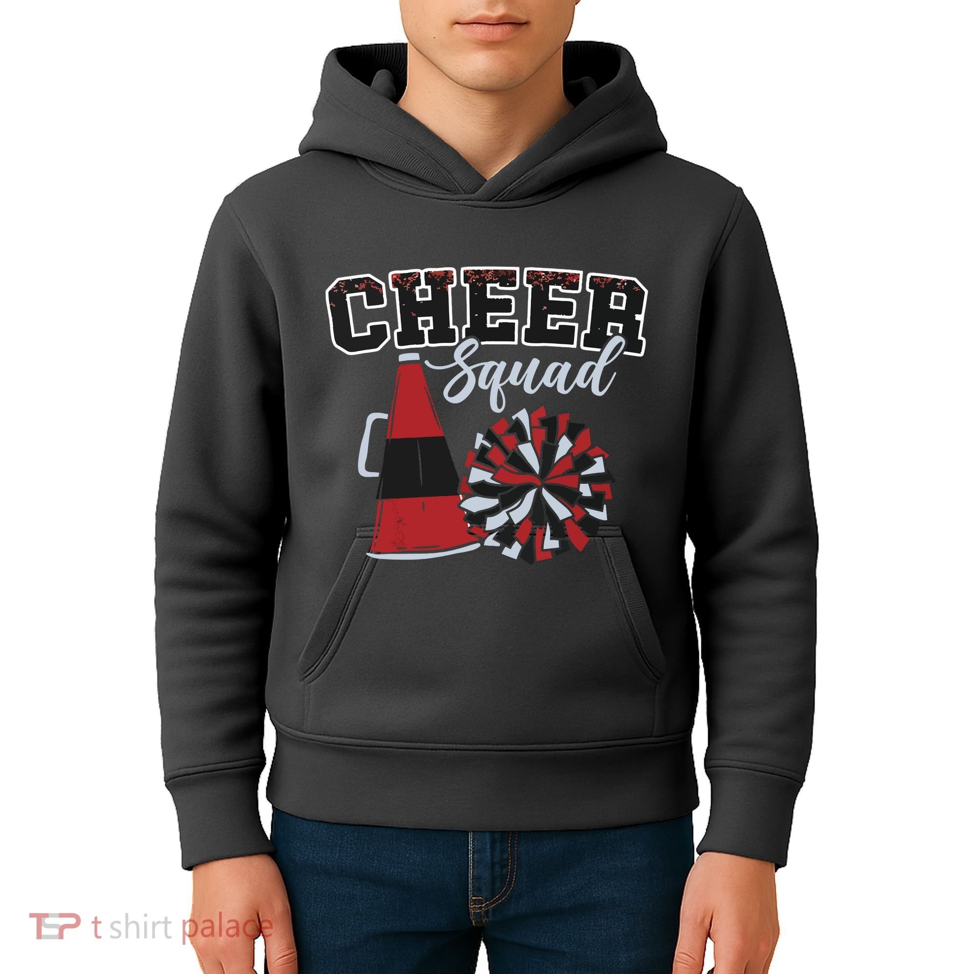 Cheer Squad Funny Cheerleader Cheerleading Red Women Girl Kids Hoodie
