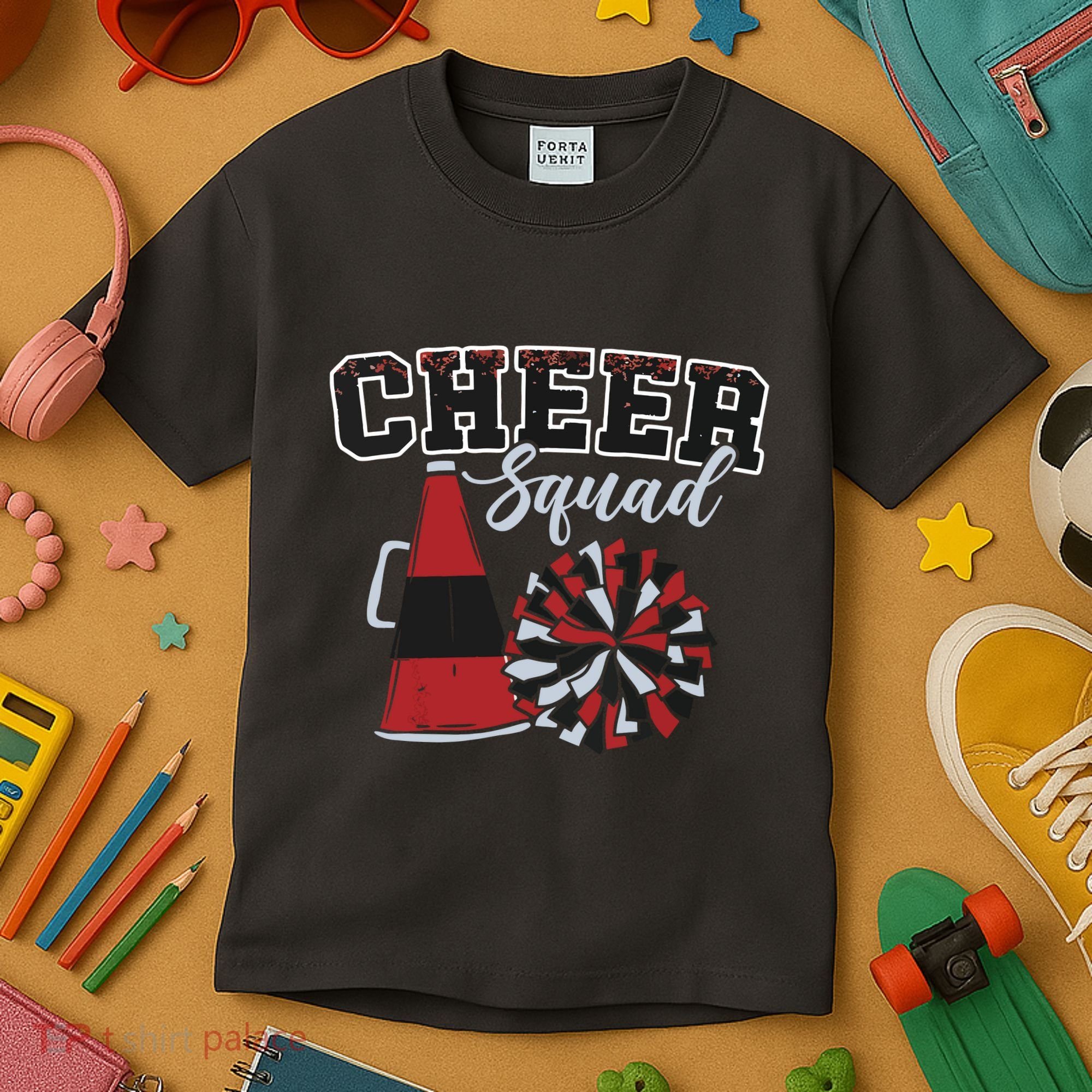 Cheer Squad Funny Cheerleader Cheerleading Red Women Girl Kids T-Shirt