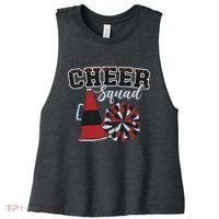 Cheer Squad Funny Cheerleader Cheerleading Red Women Girl Women's Racerback Cropped Tank thumb 0