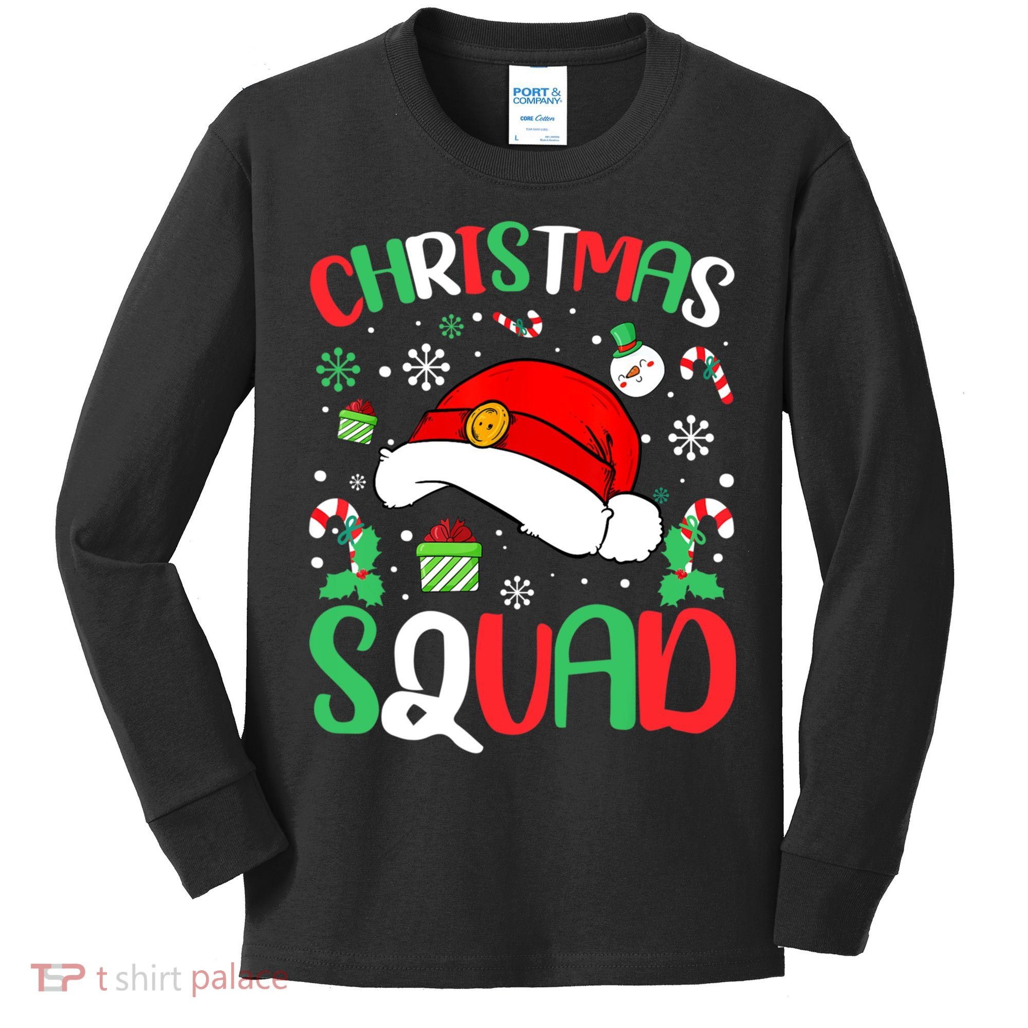 Christmas Squad Family Group Matching Christmas Pajama Party Kids Long Sleeve Shirt