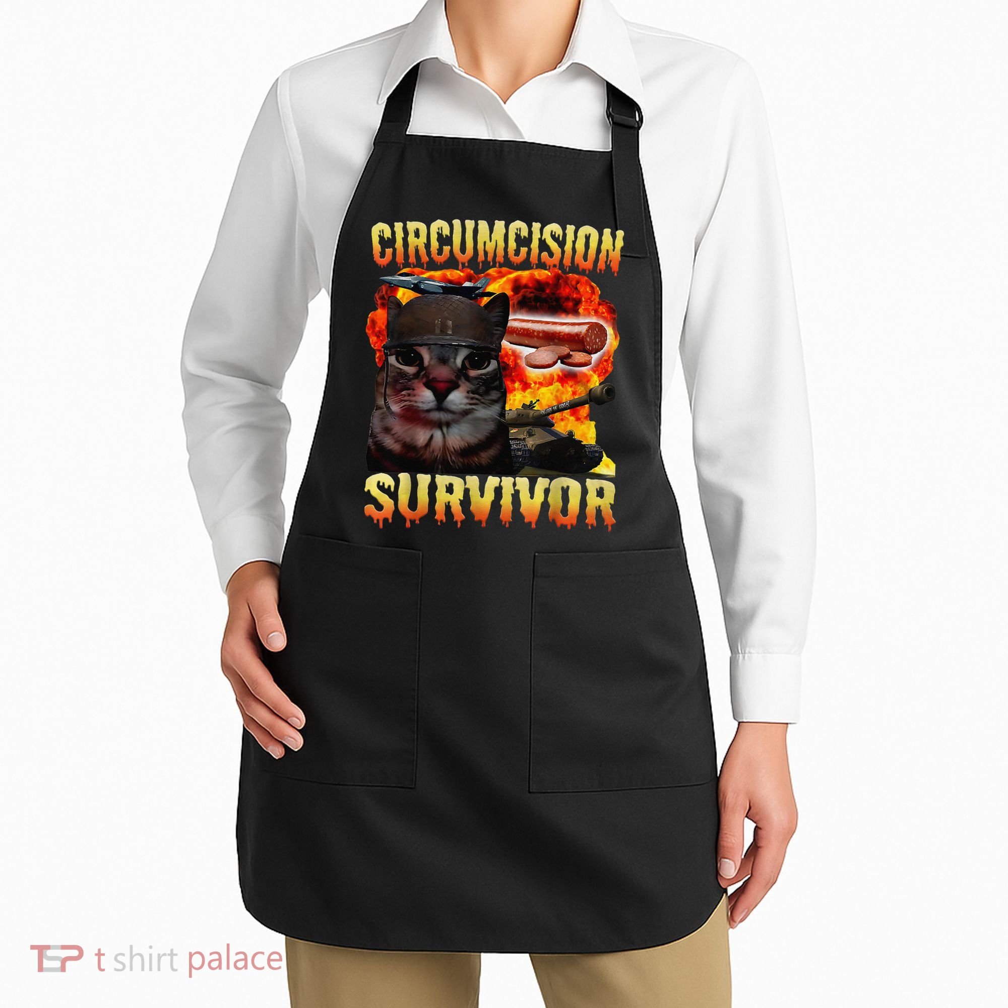 Circumcision Survivor Funny Oddly Specific Dank Cat Meme Apron