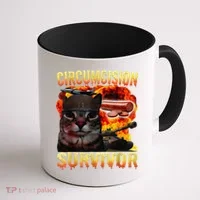 Circumcision Survivor Funny Oddly Specific Dank Cat Meme Coffee Mug thumb 1