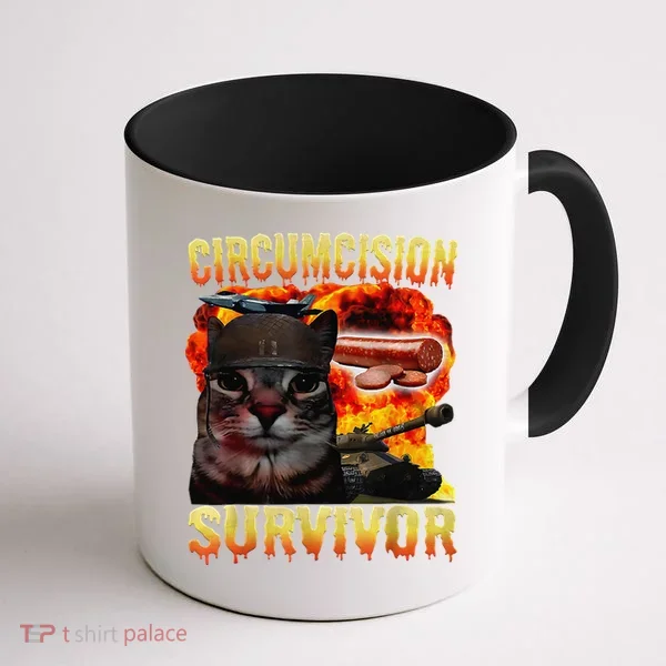 Circumcision Survivor Funny Oddly Specific Dank Cat Meme Coffee Mug