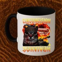 Circumcision Survivor Funny Oddly Specific Dank Cat Meme Coffee Mug thumb 2