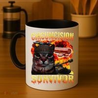 Circumcision Survivor Funny Oddly Specific Dank Cat Meme Coffee Mug thumb 4