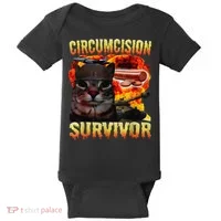 Circumcision Survivor Funny Oddly Specific Dank Cat Meme Baby Bodysuit thumb 0