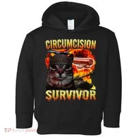 Circumcision Survivor Funny Oddly Specific Dank Cat Meme Toddler Hoodie thumb 0