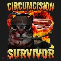 Circumcision Survivor Funny Oddly Specific Dank Cat Meme Toddler Hoodie thumb 2