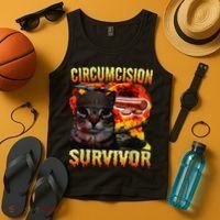 Circumcision Survivor Funny Oddly Specific Dank Cat Meme Tank Top thumb 4