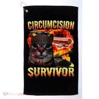 Circumcision Survivor Funny Oddly Specific Dank Cat Meme Golf Towel thumb 0