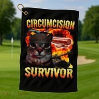 Circumcision Survivor Funny Oddly Specific Dank Cat Meme Golf Towel thumb 1