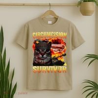 Circumcision Survivor Funny Oddly Specific Dank Cat Meme T-Shirt thumb 2