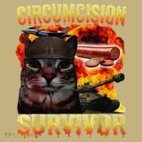 Circumcision Survivor Funny Oddly Specific Dank Cat Meme Button thumb 1