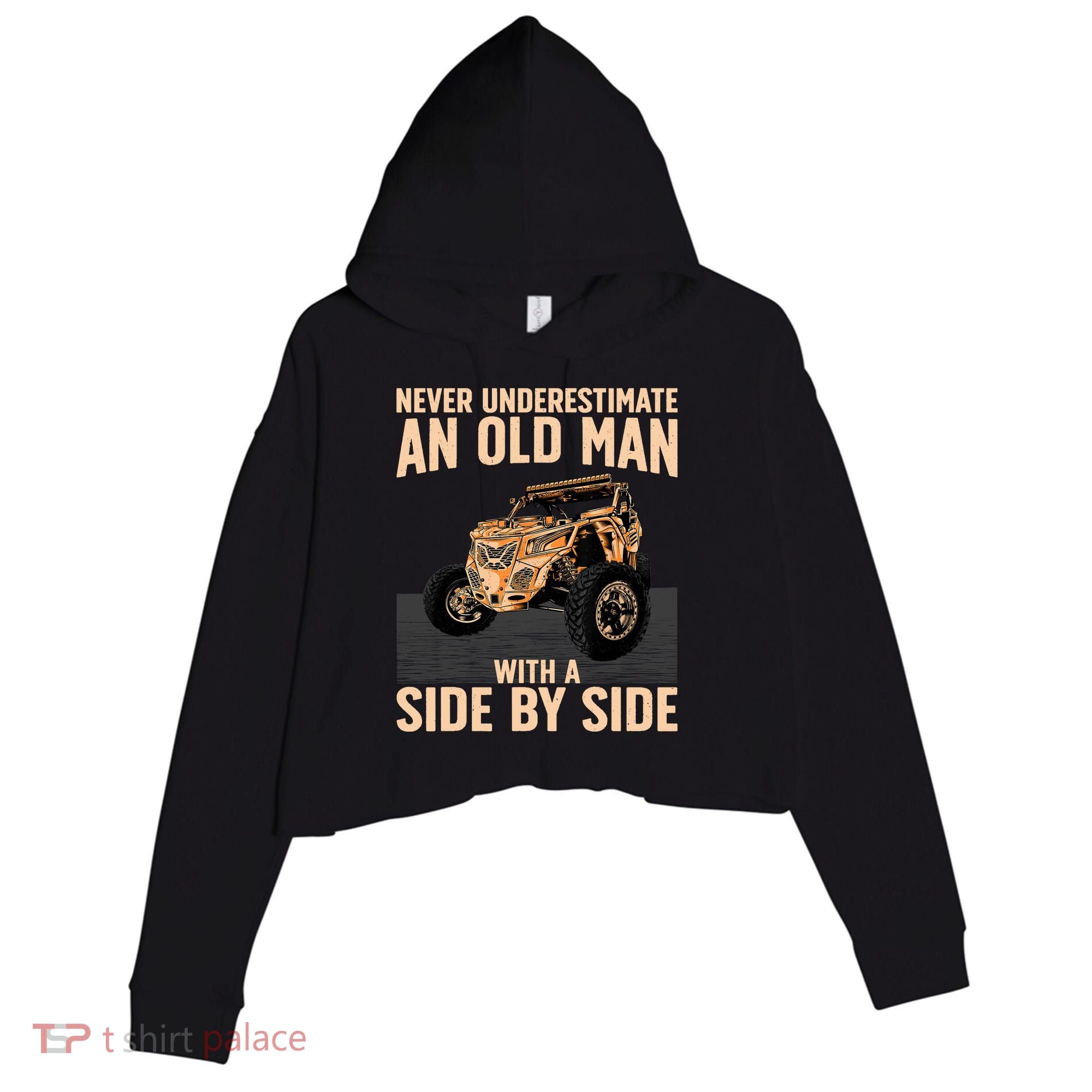 Cool SXS For Grandpa Dad Offroad UTV ATV SideBySide Crop Fleece Hoodie