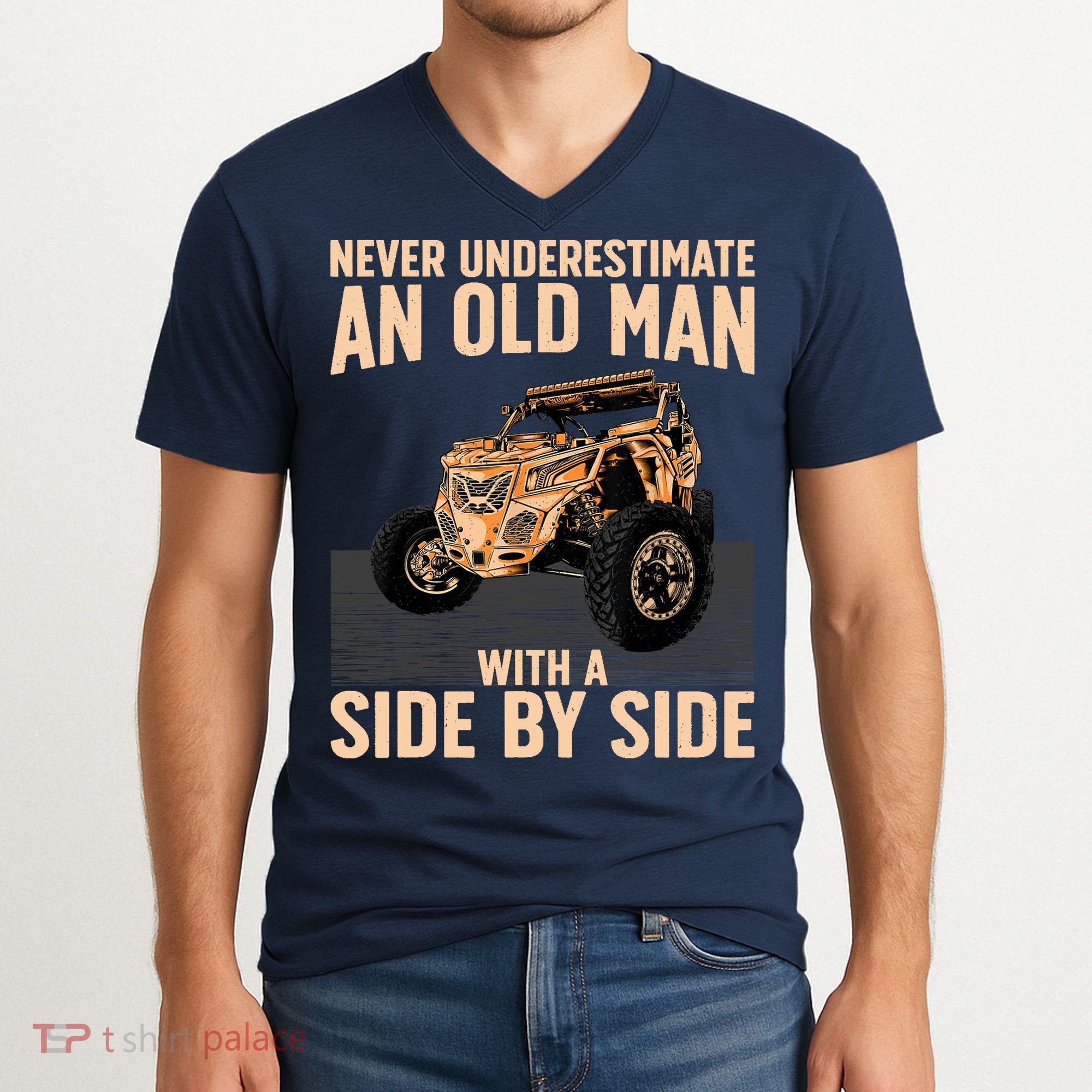 Cool SXS For Grandpa Dad Offroad UTV ATV SideBySide V-Neck T-Shirt