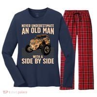 Cool SXS For Grandpa Dad Offroad UTV ATV SideBySide Women's Long Sleeve Flannel Pajama Set  thumb 0