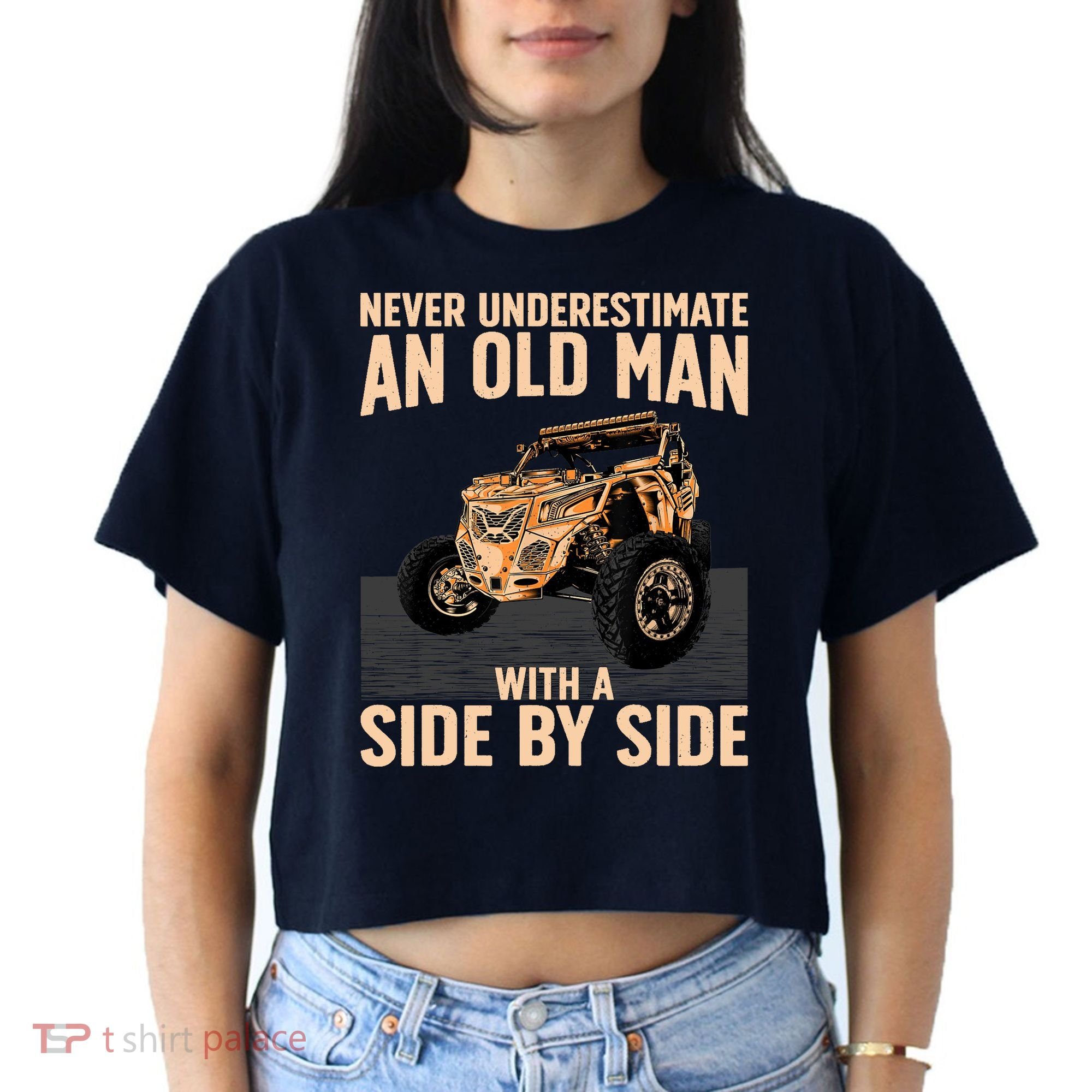Cool SXS For Grandpa Dad Offroad UTV ATV SideBySide Women's Crop Top Tee