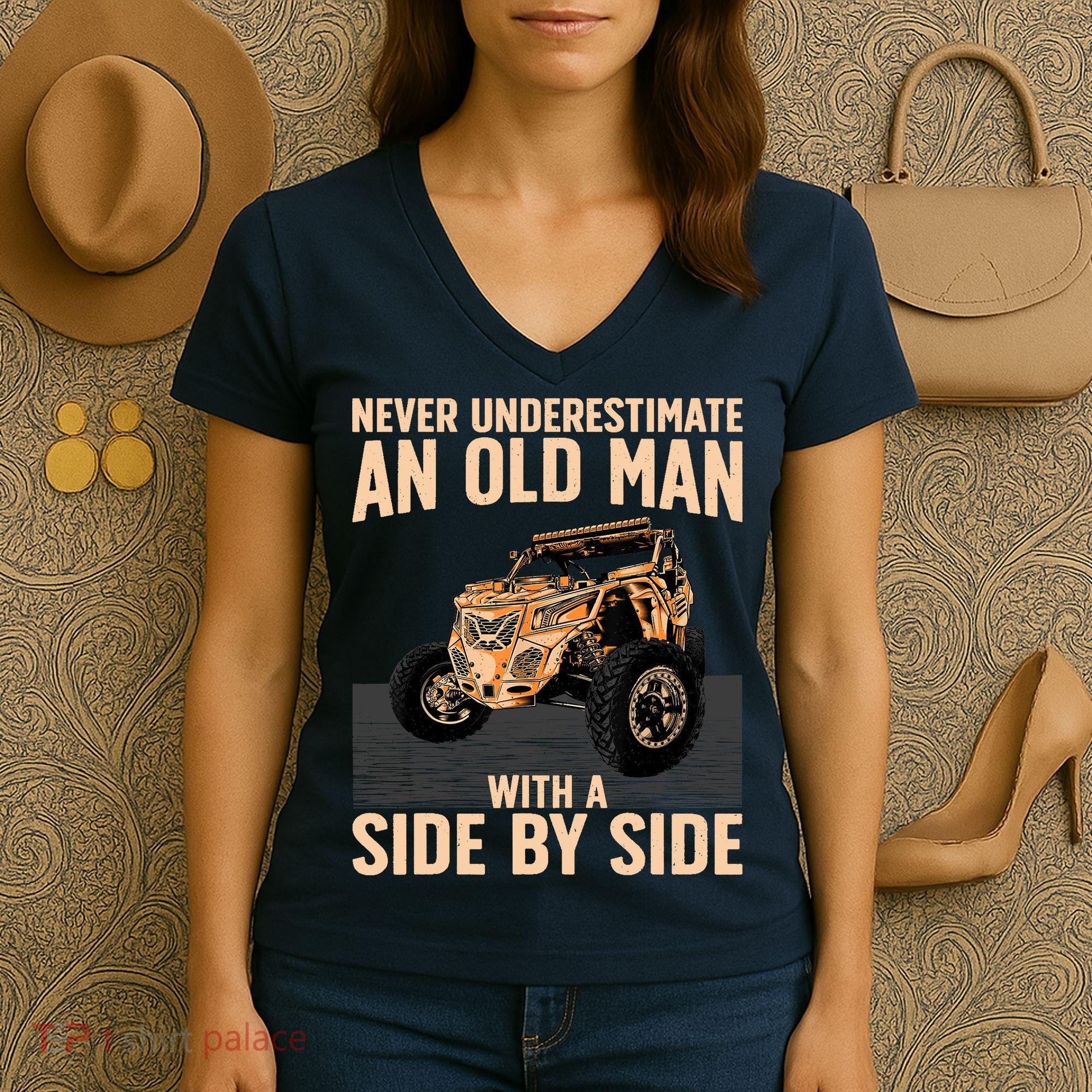 Cool SXS For Grandpa Dad Offroad UTV ATV SideBySide Women's V-Neck T-Shirt