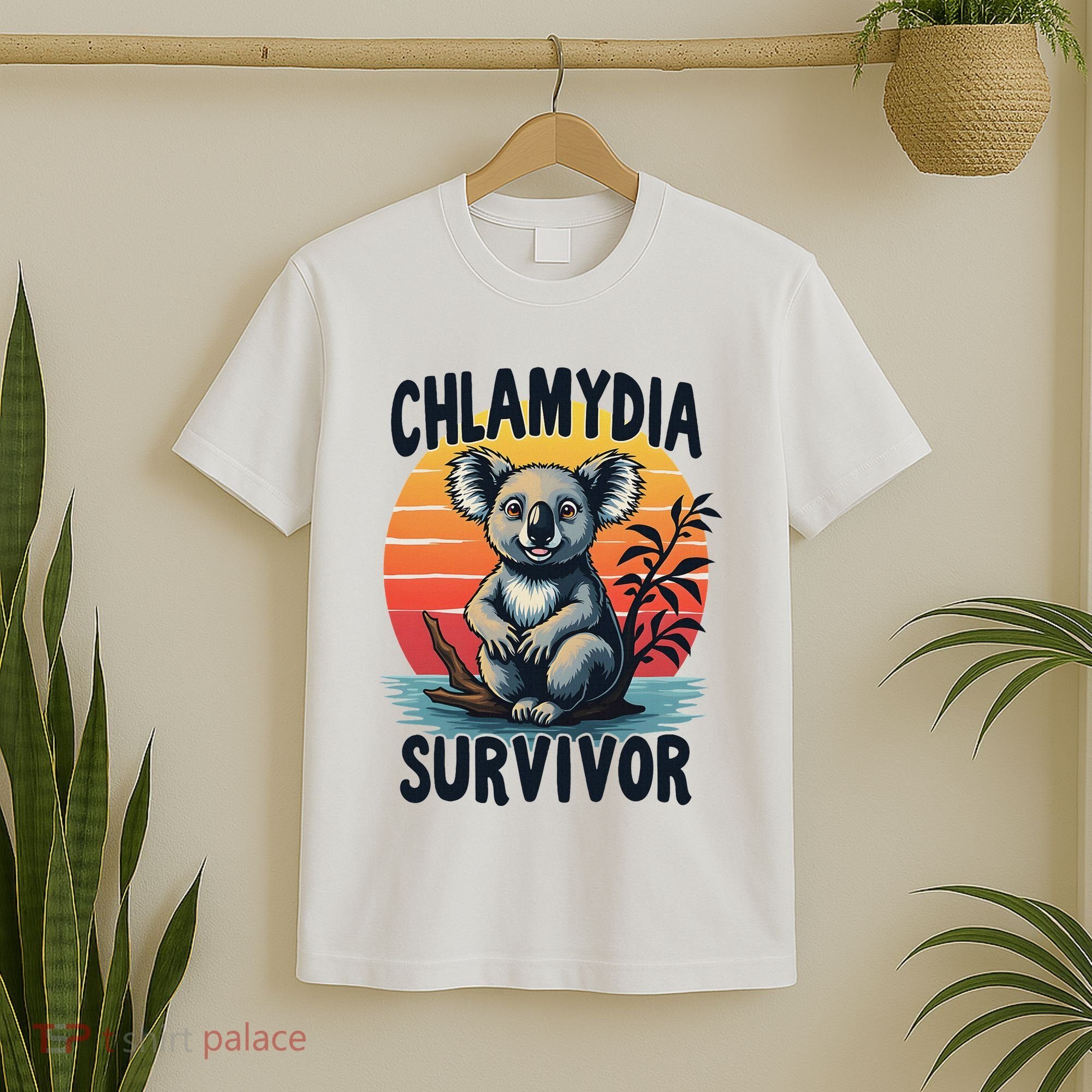 Chlamydia Survivor Funny Adult Joke Retro Vintage Koala T-Shirt