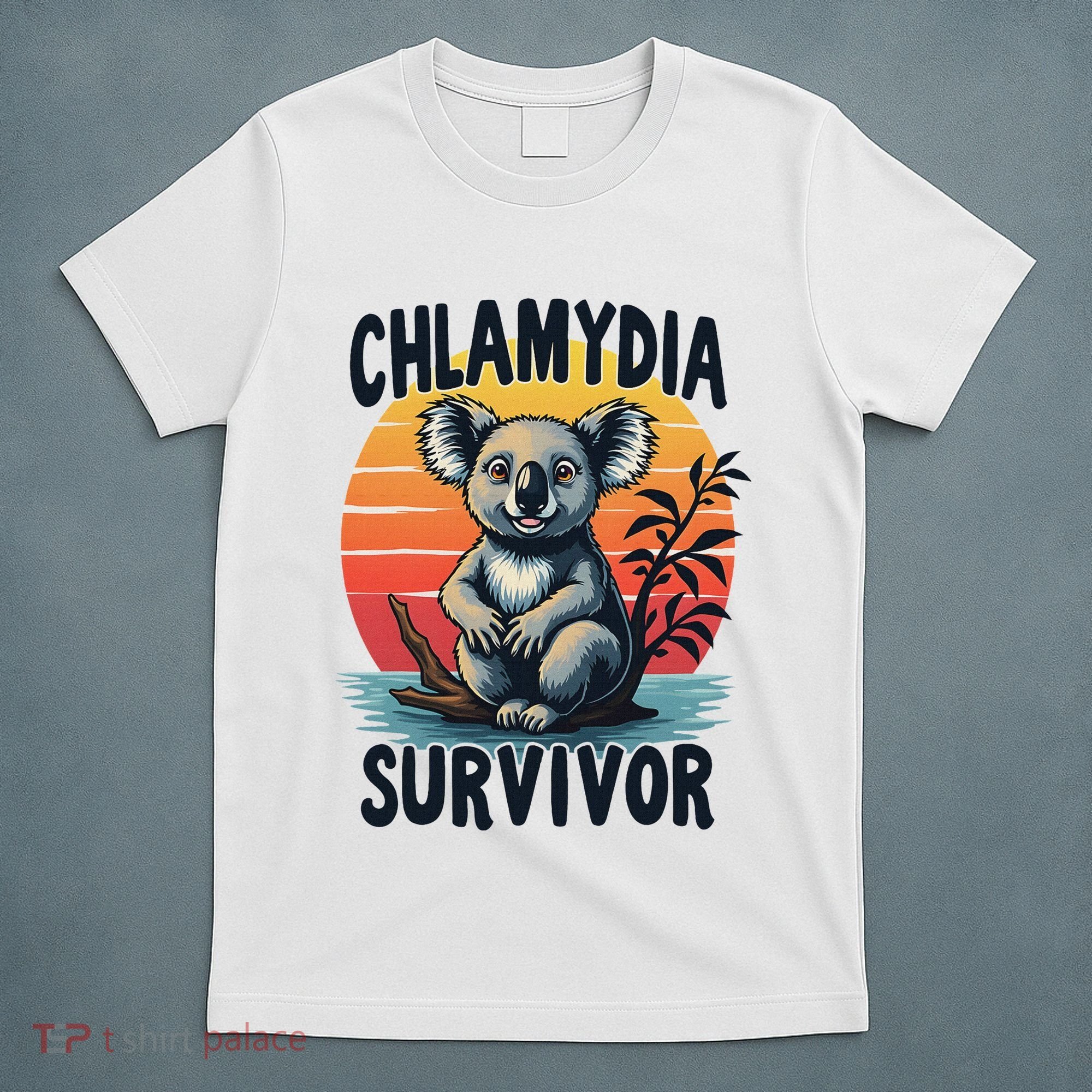 Chlamydia Survivor Funny Adult Joke Retro Vintage Koala T-Shirt